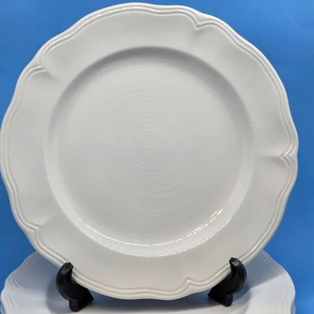 4 Federalist Ironstone White 10 5/8” Dinner Plates 4238 Made in Japan Read